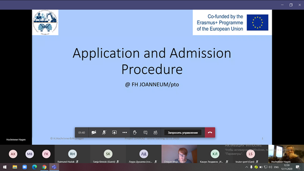 On November 12, 2020, Professor Helge Hochrinner from FH Joanneum University hosted a webinar on the topic “Application and Admission Procedure”.